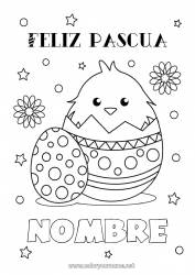 Colorear para personalizar Pollito Huevos de Pascua Pascua de Resurrección Mensaje de 