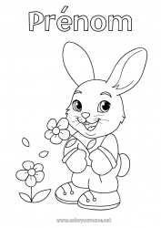 Coloriage gratuit Fleurs Printemps Lapin Animal Pâques Animaux de la forêt