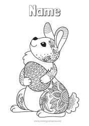 Free colouring Mandala Rabbit Animal Easter eggs Easter Forest animals