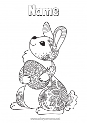 Free coloring Mandala Bunny Animal Easter eggs Easter Forest animals