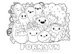 Gratis tegning Sød Kawaii Mad Grøntsager