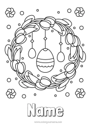 Free colouring Flowers Spring Easter eggs Easter