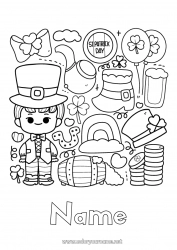 Free coloring Luck Clover Ireland Horseshoe Saint Patrick's Day