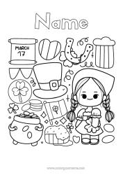 Colouring to customise Fortune Clover Ireland Horseshoe St Patrick's Day