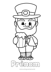 Coloriage gratuit Irlande Fête de la Saint Patrick Leprechaun