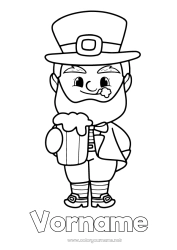 Kostenlose Malvorlage Irland St. Patrick's Day Leprechaun Getränk Bier
