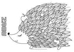 Colouring to customise Hedgehog Mandala Autumn Animal Leaves Forest Animals