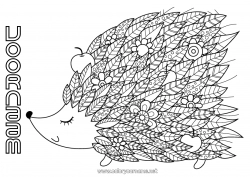 Kleurplaat aanpassen Egel Mandala Herfst Dier Bladeren Bosdieren