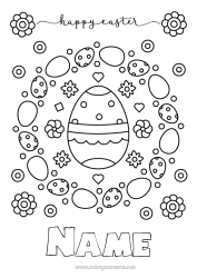 Free colouring Flowers Mandala Easter eggs Easter