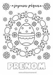 Coloriage gratuit Fleurs Mandala Oeufs de Pâques Pâques 