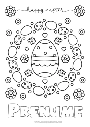 Pagină de colorat gratuită Flori Mandala Ouă de Paște Paște 