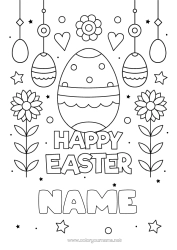 Colouring to customise Spring Easter Eggs Easter "Happy Easter" Message