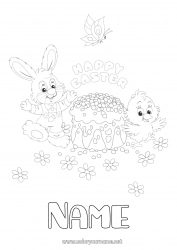 Free coloring Cake Spring Chick Bunny Butterfly Animal Easter 