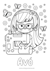 Página de desenho infantil Mamãe Vovó Profissões Artísticas