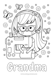 Free coloring Mum Grandma Artistic Professions