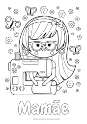 Página de desenho infantil Mamãe Vovó Profissões Artísticas