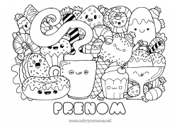 Coloriage gratuit Mignon Kawaii Nourriture Café Boisson