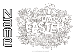 Free colouring Mandala Spring Easter eggs Easter 