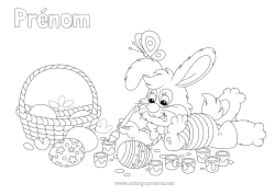 Coloriage gratuit Printemps Lapin Animal Oeufs de Pâques Pâques Panier Animaux de la forêt