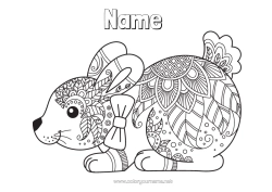 Free colouring Calm and zen Mandala Spring Rabbit Animal Easter Forest animals