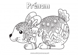 Coloriage gratuit Calme et zen Mandala Printemps Lapin Animal Pâques Animaux de la forêt