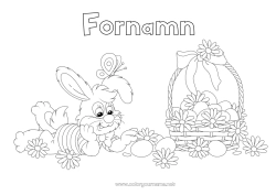 Gratis färgläggning Blommor Vår Kanin Fjäril Djur Påskägg Påsk Korg Insekter Skogens djur