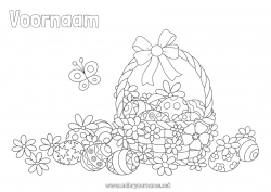 Gratis kleurplaat Bloemen Vlinder Paaseieren Pasen Mand Insecten