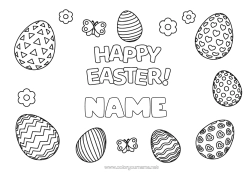 Colouring to customise Easter Eggs Easter "Happy Easter" Message