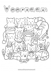 Gratis tekening Kat Kawaii Voedsel Dier Honden en katten