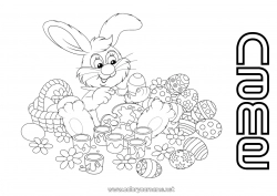 Free drawing Bunny Animal Easter eggs Easter Easy coloring pages Forest animals