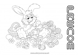 Dessin gratuit Lapin Animal Oeufs de Pâques Pâques Coloriages faciles Animaux de la forêt