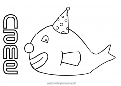 Free coloring Animal Fish April Fools' Day Marine or aquatic animals