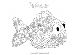 Coloriage gratuit Calme et zen Animal Poisson Poisson d'avril Animaux marins ou aquatique