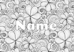 Free colouring Fortune Clover Decorated name Decorative background