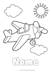 Free colouring Aeroplane Vehicles Easy colouring pages Aerial vehicles