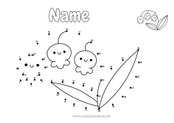 Free drawing Flowers Spring Children's activities Connect the dots Luck Lily of the valley 1st may Connect the Numbers