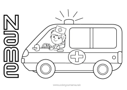 Colouring to customise Vehicles Ambulance Emergency And Rescue Vehicles