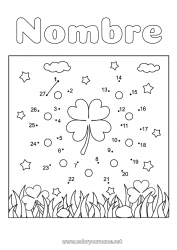 Colorear para personalizar Actividades para niños Une los puntos Suerte Trébol Herradura Día de San Patricio Une los Números