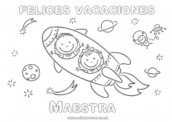 Niño página para colorear Vacaciones Cohete Vehículos Espacio Dibujos fáciles para colorear Vehículos aéreos