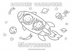 Coloriage enfant Vacances Fusée Véhicules Espace Coloriages faciles Véhicules aériens