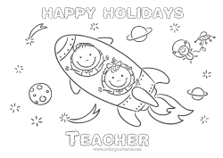 Free colouring Holidays Rocket Vehicles Space Easy colouring pages Aerial vehicles