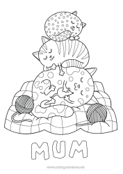 Free colouring Cat Animal Dogs and cats Balls of wool