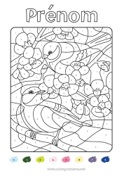 Coloriage gratuit Oiseau Printemps Coloriages magiques Activités enfants Animal Oiseaux et mammifères volants Cerisier Mésange