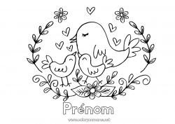 Coloriage enfant Oiseau Printemps Animal Oiseaux et mammifères volants