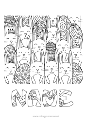 Free colouring Mandala Cute Rabbit Easter eggs Easter Complex colouring pages Forest animals