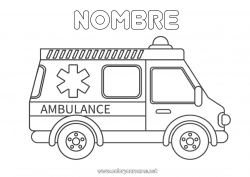 Colorear gratis Camión Vehículos Ambulancia Vehículos de rescate y emergencia Camiones y vehículos utilitarios Profesiones de la salud