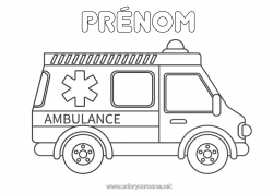 Dessin gratuit Camion Ambulance Véhicules de secours et d'urgence Camions et véhicules utilitaires Métiers de la santé