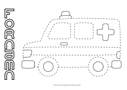 Gratis färgläggning Fordon Barnaktiviteter Ambulans Lätta målarbilder Räddnings- och nödsituationfordon