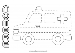 Colorear gratis Vehículos Actividades para niños Ambulancia Dibujos fáciles para colorear Vehículos de rescate y emergencia