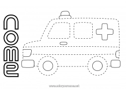 Desenho grátis Veículos Atividades para Crianças Ambulância Desenhos para colorir fáceis Veículos de resgate e emergência